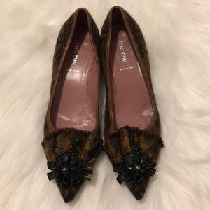 Miu Miu Prada Wool Heels With Appliqué